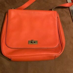 Fossil Women's Memoir Small Flap Crossbody in Bright Orange in good condition